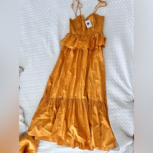 NWT MISA Los Angeles Rosie Bustier Peplum-Waist Poplin Maxi Dress sz M - Picture 5 of 5